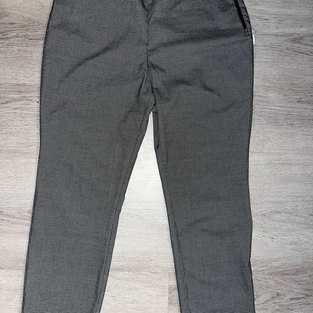 Nine West Black and White Plaid Chinos for Women Side Zip Skinny Size 12